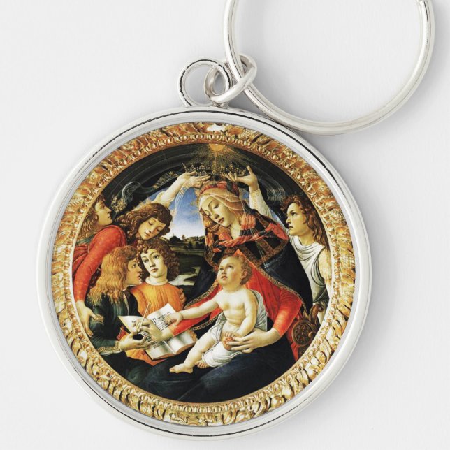 Magnificat Madonna Rund Silverfärgad Nyckelring (Framsidan)