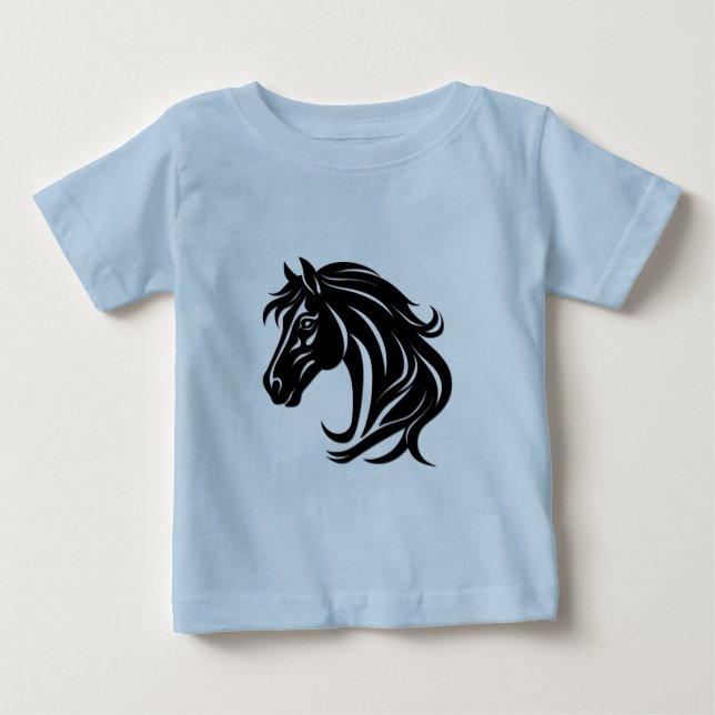 Magnificent Black Horse Head   T Shirt (Framsida)