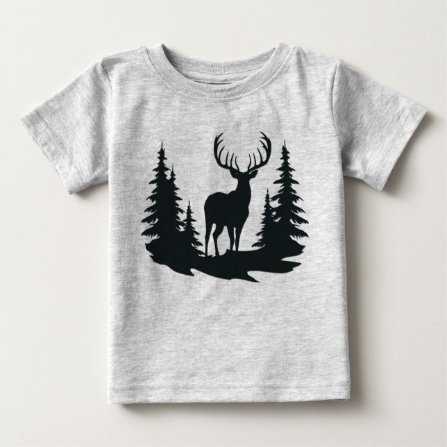 Magnificent Buck Among Pine Trees T Shirt (Framsida)
