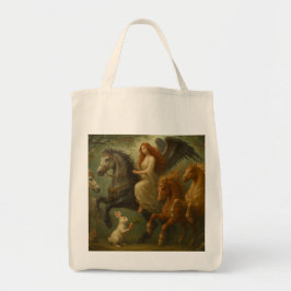 Magnificent Horses and Angel Tote Bag Tygkasse