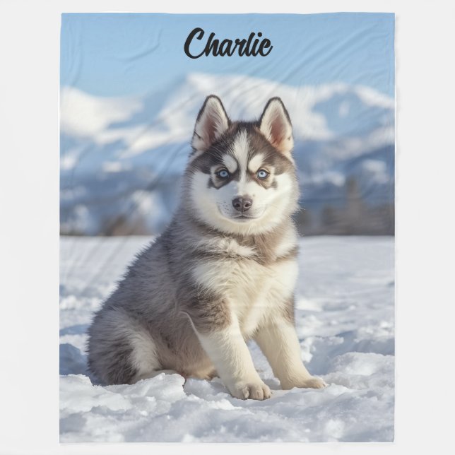Magnificent Husky Personlig Fleecefilt (Framsidan)
