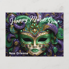 💚 💜 💛 Magnificent Mardi Gras Vykort
