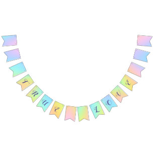 Magnificent Pastel Rainbow Bröllop "Äkta kärlek" Vimplar
