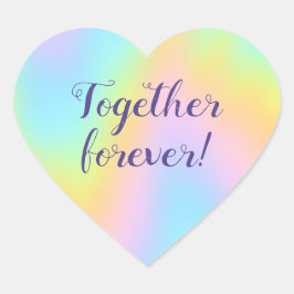Magnificent Pastel Rainbow Bröllop Hjärtformat Klistermärke