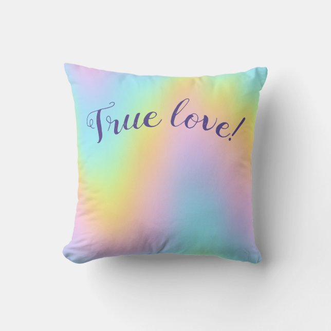 Magnificent Pastel Rainbow Bröllop Ring Pillow Kudde (Framsida)