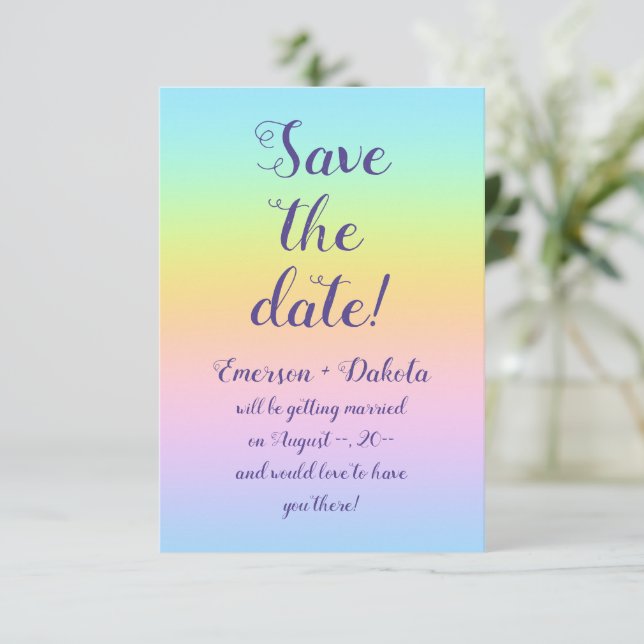 Magnificent Pastel Rainbow Wedding Spara Datumet (Stående Fram)
