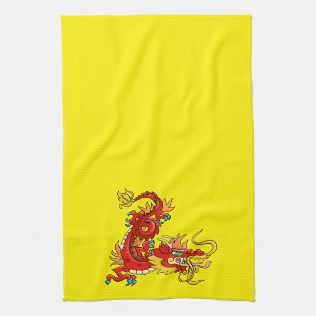 Magnificent Red Imperial Dragon Kitchen Towel Kökshandduk (Vertikal)