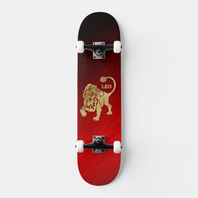 Magnificent Red Leo Zodiac Mini Skateboard Bräda 18,5 Cm (Framsida)