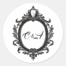 Magnificerad Vapensköld Motif, par monogram, bröll Runt Klistermärke