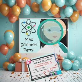 Magnifierande Glass Girl Scientist Birthday Inbjud Inbjudningar