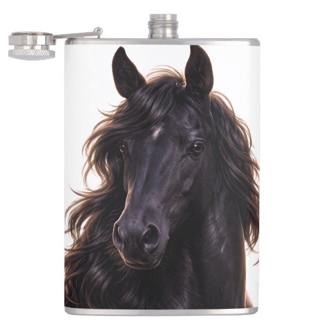 Magnifik svart hingst fickplunta (Öppnad)