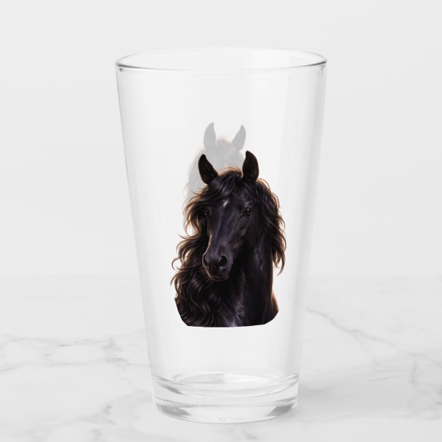 Magnifik svart hingst glaskopp (Framsida)