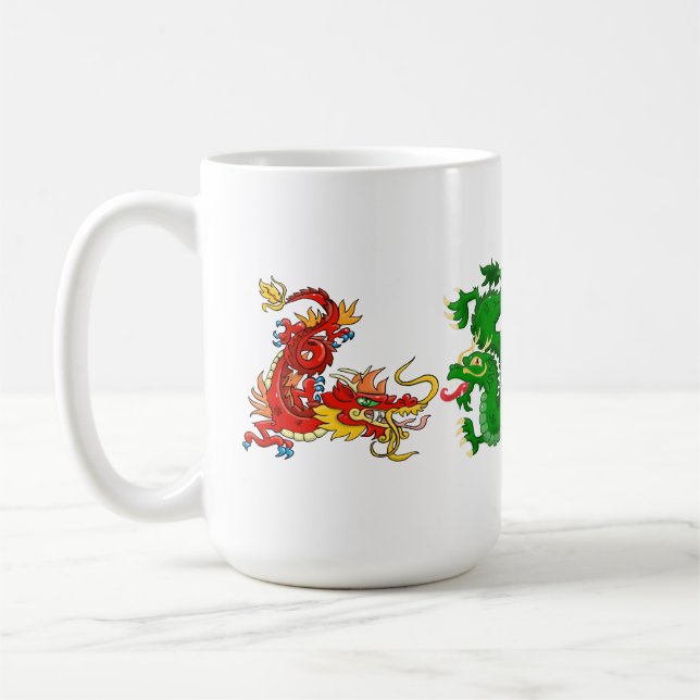 Magnifika orientaliska drakar kaffemugg (Vänster)