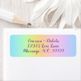Magnifika Pastel Rainbow Bröllop Adressetiketter Returadress Etikett