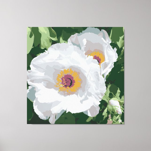 Magnifikant vit peony på canvas (Framsida)
