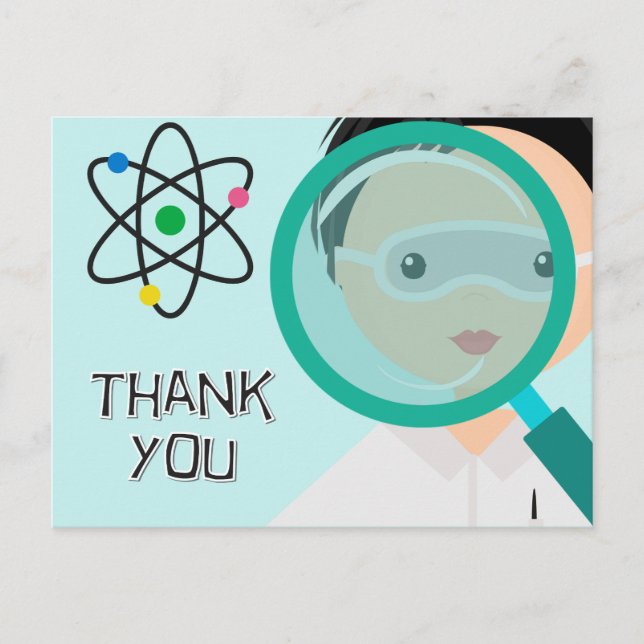 Magnifying Glass Boy Scientist Tack Postcard Vykort (Framsida)