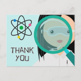 Magnifying Glass Girl Scientist Tack Postcard Vykort
