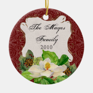 Magnoila i Gräs Cone Damask jul Ornament