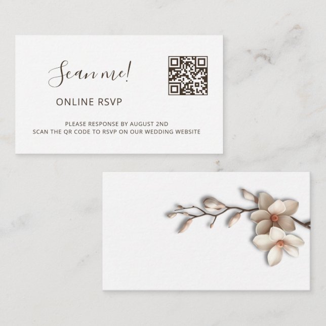 Magnolia 3D blommor RSVP online Tilläggskort (Fram/baksida)
