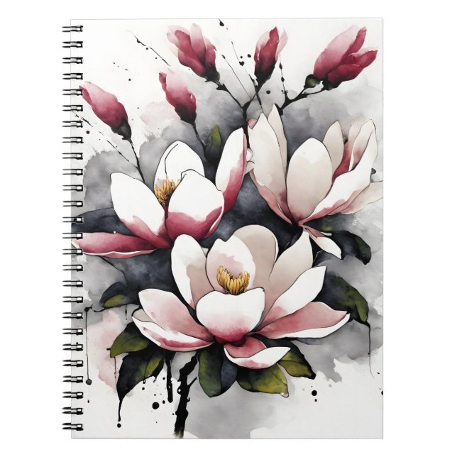Magnolia - Akvarellblommor Anteckningsbok (Framsidan)