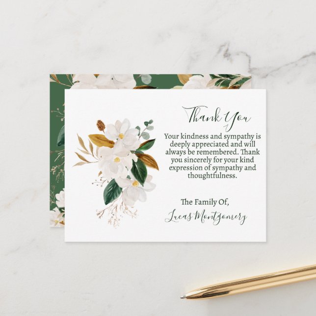 Magnolia Begravning Tack, Sympati   Vykort (Fram/Back In Situ)