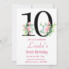Magnolia Birthday bjudande, 10:e födelsedagen Inbjudningar