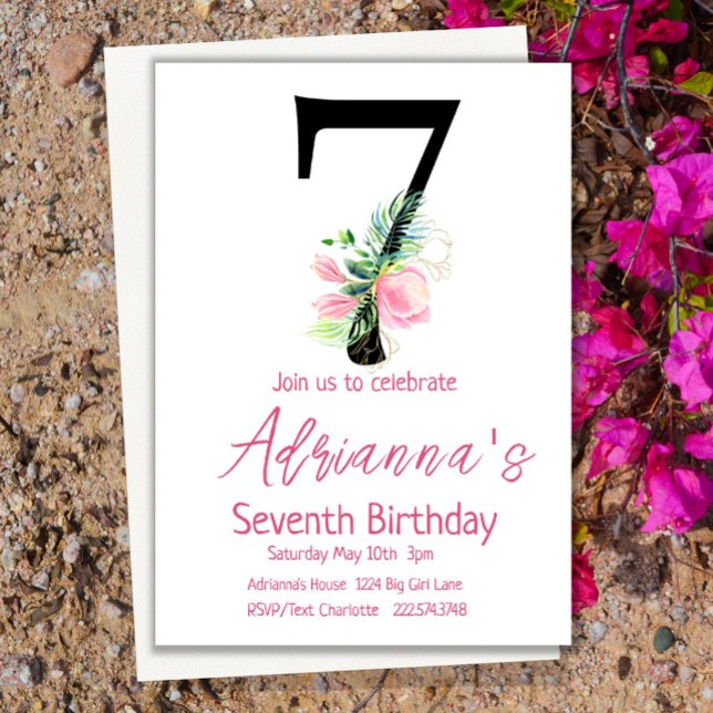 Magnolia Birthday bjudande, 7:e födelsedag Inbjudningar (Skapare uppladdad)