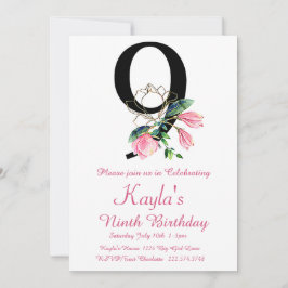 Magnolia Birthday bjudande, 9:e födelsedagen Inbjudningar