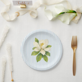 Magnolia Blomma Anpassad Bröllop Blå Rand