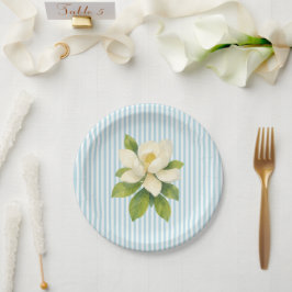 Magnolia Blomma Anpassad Bröllop Blå Rand