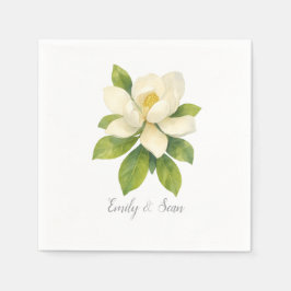Magnolia Blomma Anpassad Bröllopsmonogram  Pappersservett