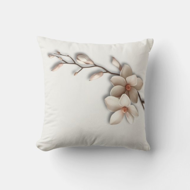 Magnolia Blomma Minimalist Zen Kudde (Framsida)