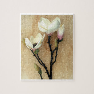 Magnolia-blomma på modernt moderfoto för parchment pussel