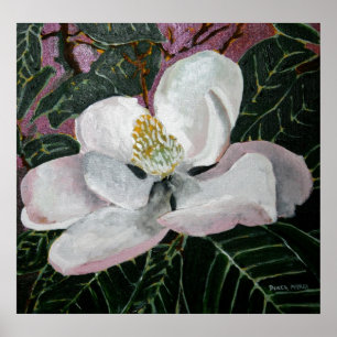 Magnolia-blommålning Akrylväggkonst Poster