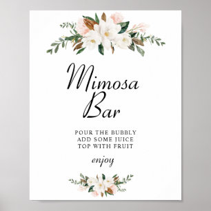 Magnolia blommande bröllopsdusch mimosa barskylt poster