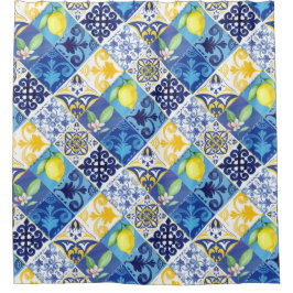 Magnolia-blommans marinblå duschgardin