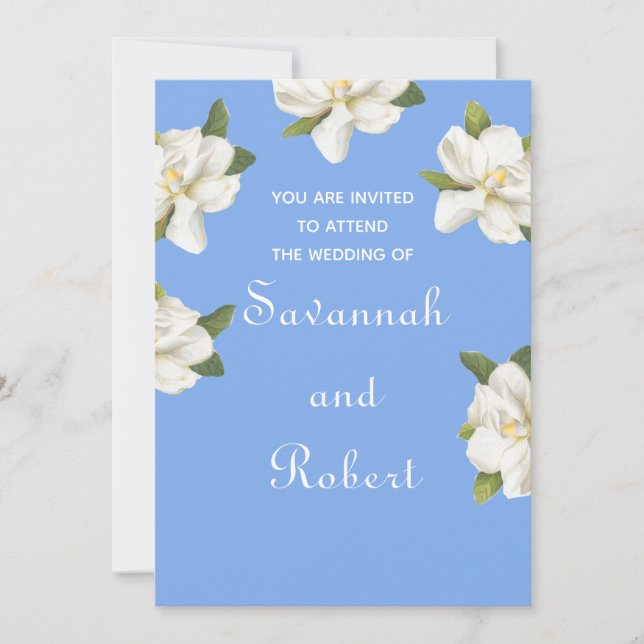 Magnolia Blommar Bröllop Inbjudningar (Framsida)