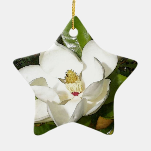 Magnolia Blommar Julgransprydnad Keramik (Framsidan)