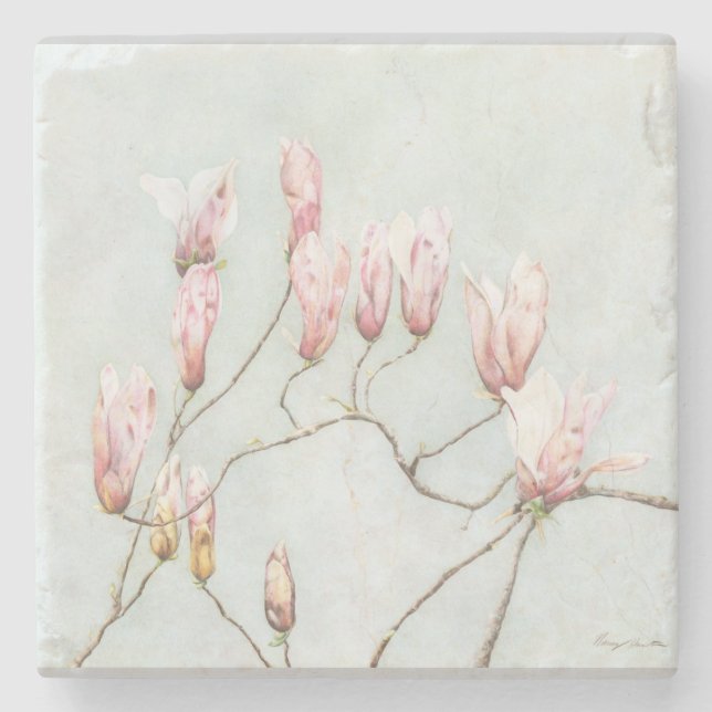 Magnolia Blommar Marble Underlägg (Framsidan)