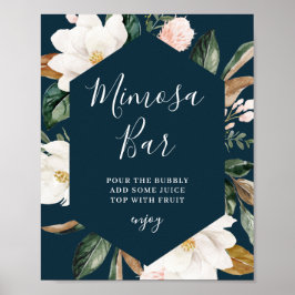 Magnolia blommar marin bröllopsdusch mimosa bardis poster