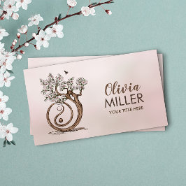 Magnolia Blommar Yin Yang Träd Visitkort