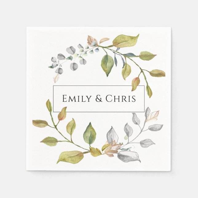 Magnolia Blommars | Elegant Violet Blommigt Greene Pappersservett (Framsidan)