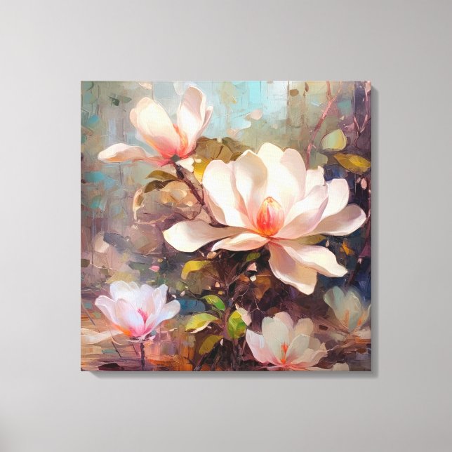 Magnolia Blommars Fine Art Canvastryck (Framsida)