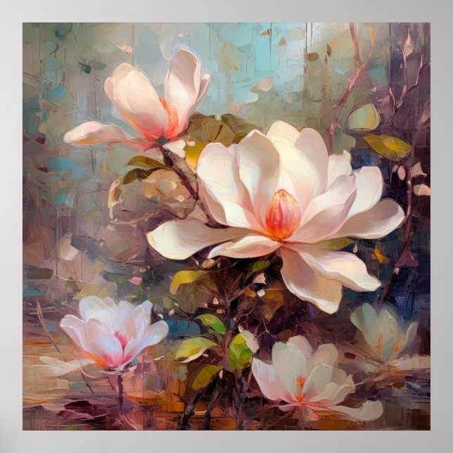 Magnolia Blommars Fine Art Poster (Framsidan)