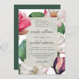 Magnolia Blommars Romantic Boho Blommigt Elegant Inbjudningar