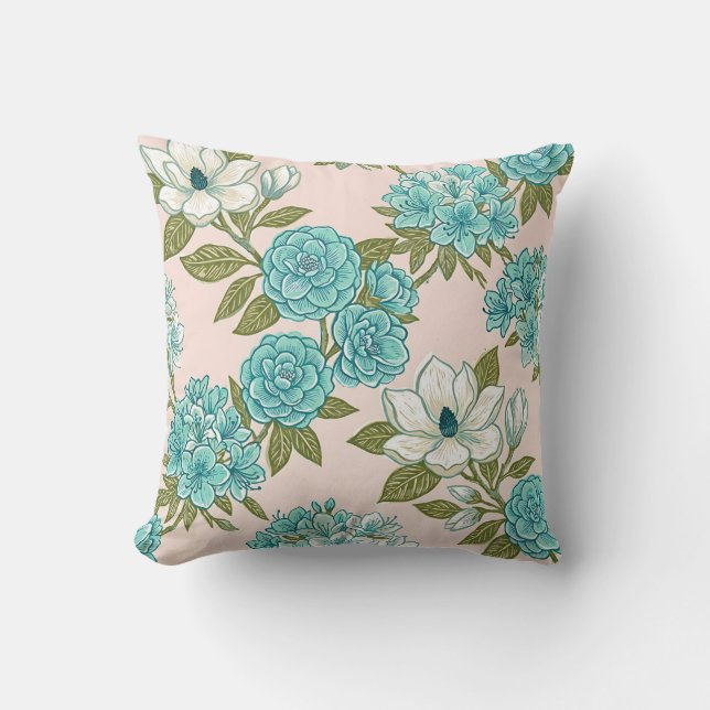 Magnolia Blommig Kastkudde Kudde (Framsida)