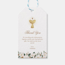 Magnolia blommigt baptism tack