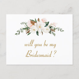 Magnolia blommigt blir mitt Bridesmaid-kort Inbjudan Vykort