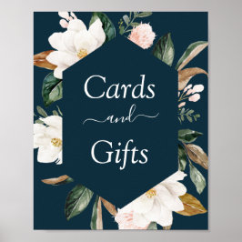 Magnolia blommigt bröllop kort och presentkort poster