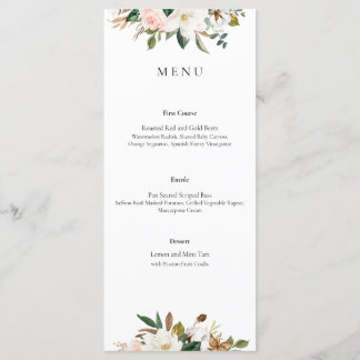 Magnolia Blommigt Bröllop Menu Meny